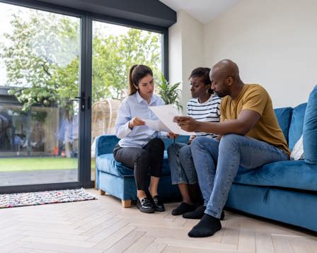 Couple buying house with agent
